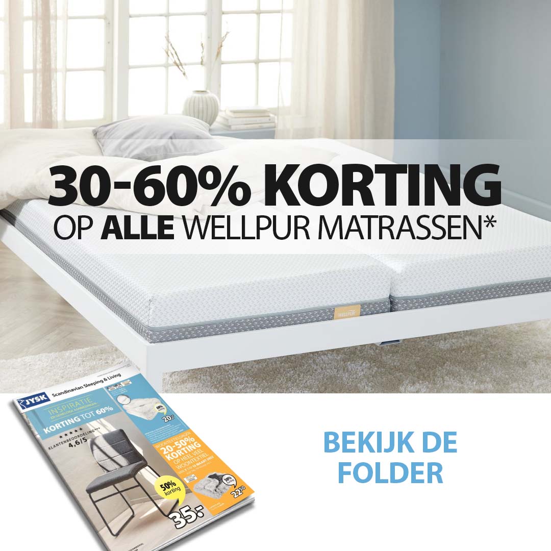 30-60% korting op alle WELLPUR matrassen