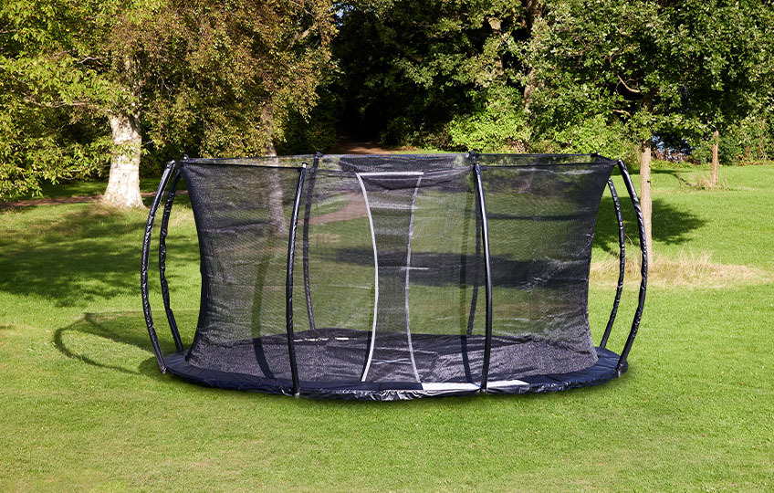 Trampoline voor in de grond met veiligheidsnet en gevoerde buitenrand