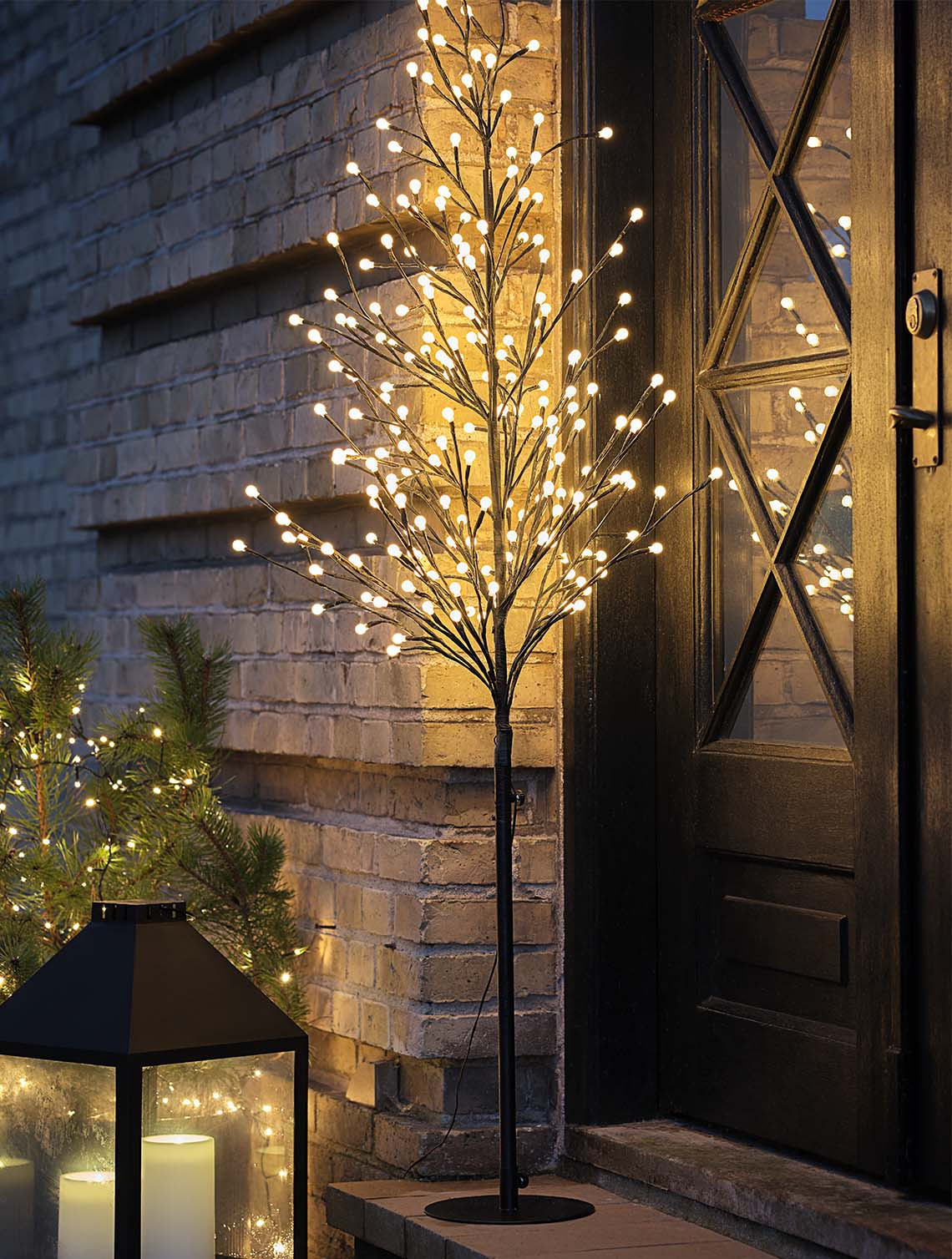 NUNDORIT lampjesboom met LED-verlichting en een timer Verlichte boom die 's nachts de voordeur verlicht