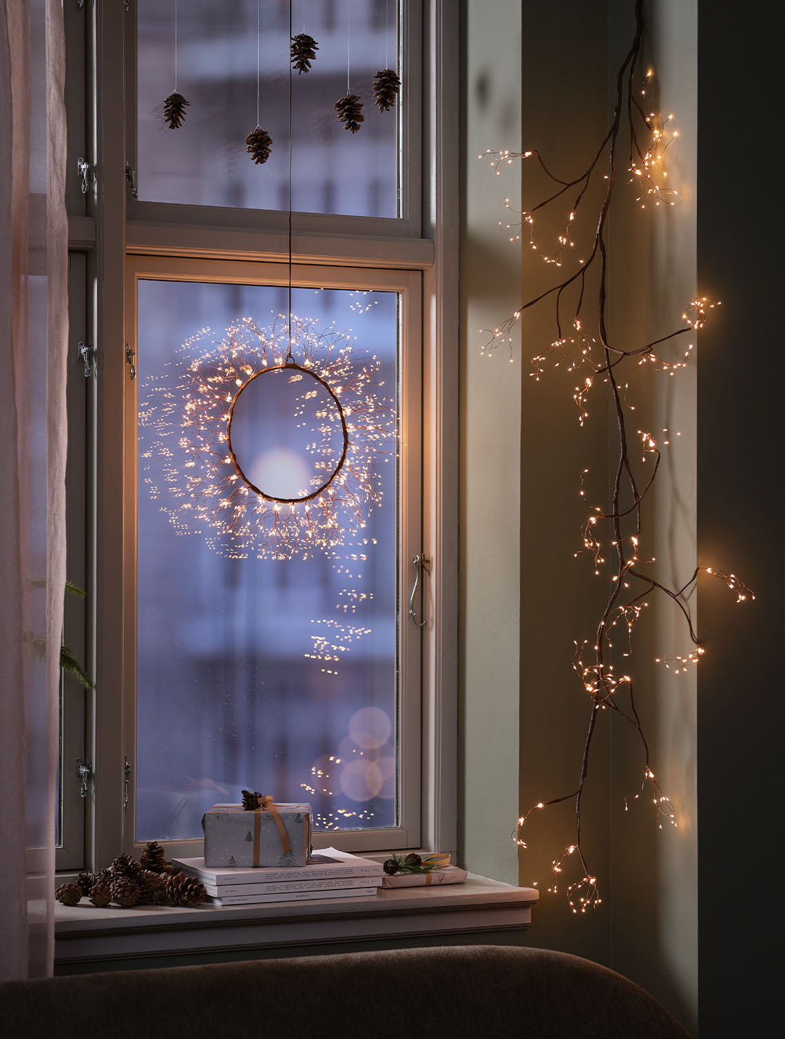 PYROP kerstkrans met LED-lampen en timer Kerstkrans die de binnenkant van het huis verlicht