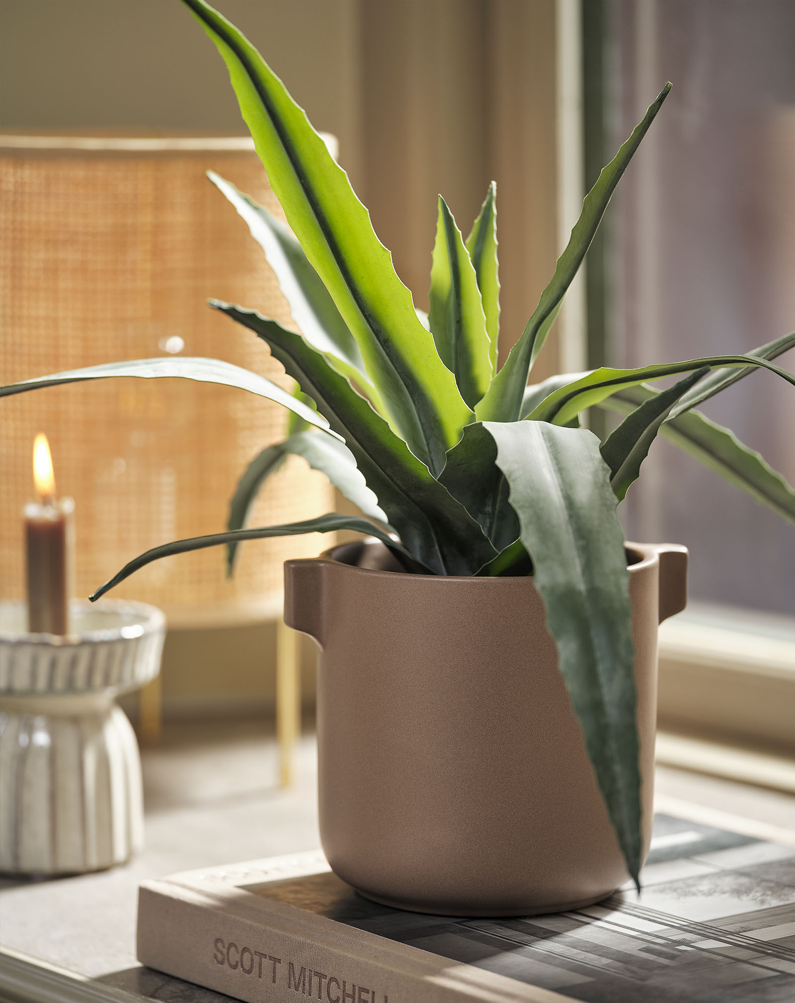CELIUS kunst aloe vera plant Kunstmatige plant die een diepgroene aloë vera plant nabootst in een plantenpot