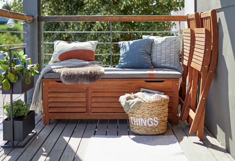 Opbergbox KARLBY Houten tuinbankje met opslagmogelijkheden