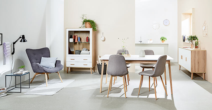 Functional classic - woonkamer met meubelen in Scandinavische retrostijl